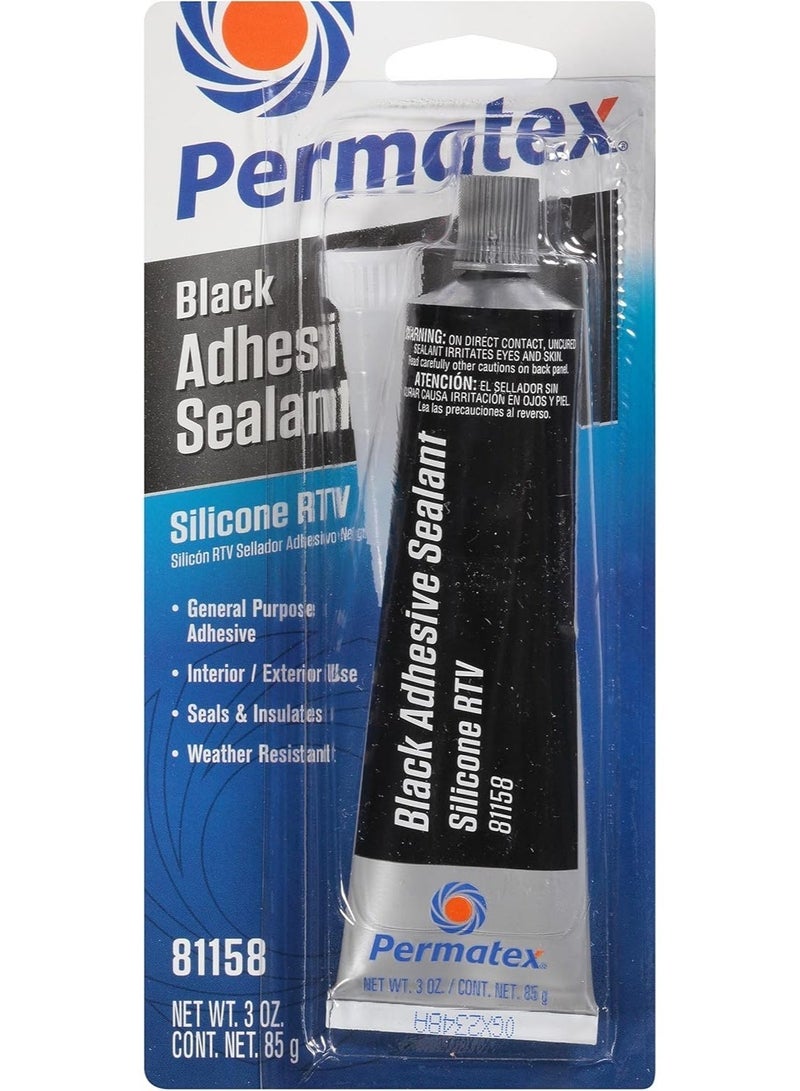 Permatex 81158 Black Silicone Adhesive Sealant – 3 oz - Image 1